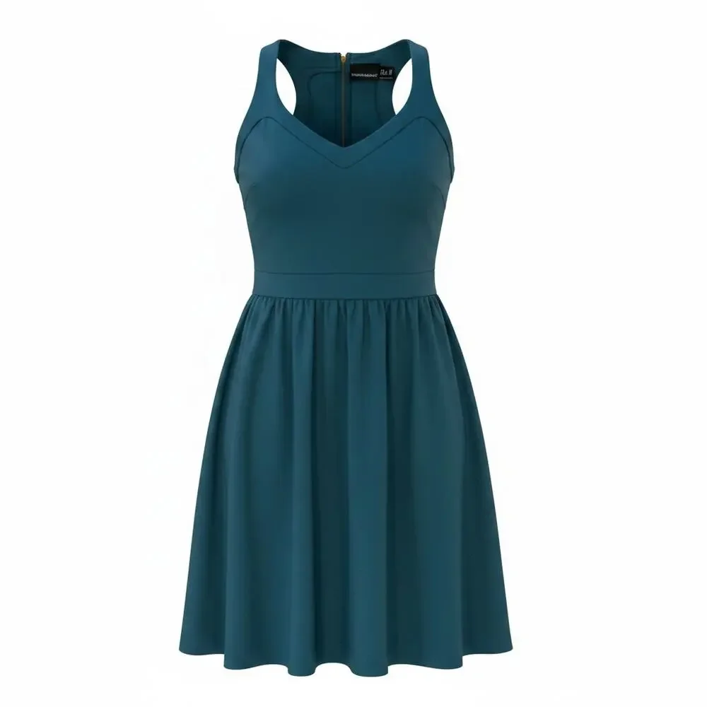 Cynthia Rowley Teal Fit & Flare Dress | Racerback | Sweetheart | Size M - Picture 1 of 6
